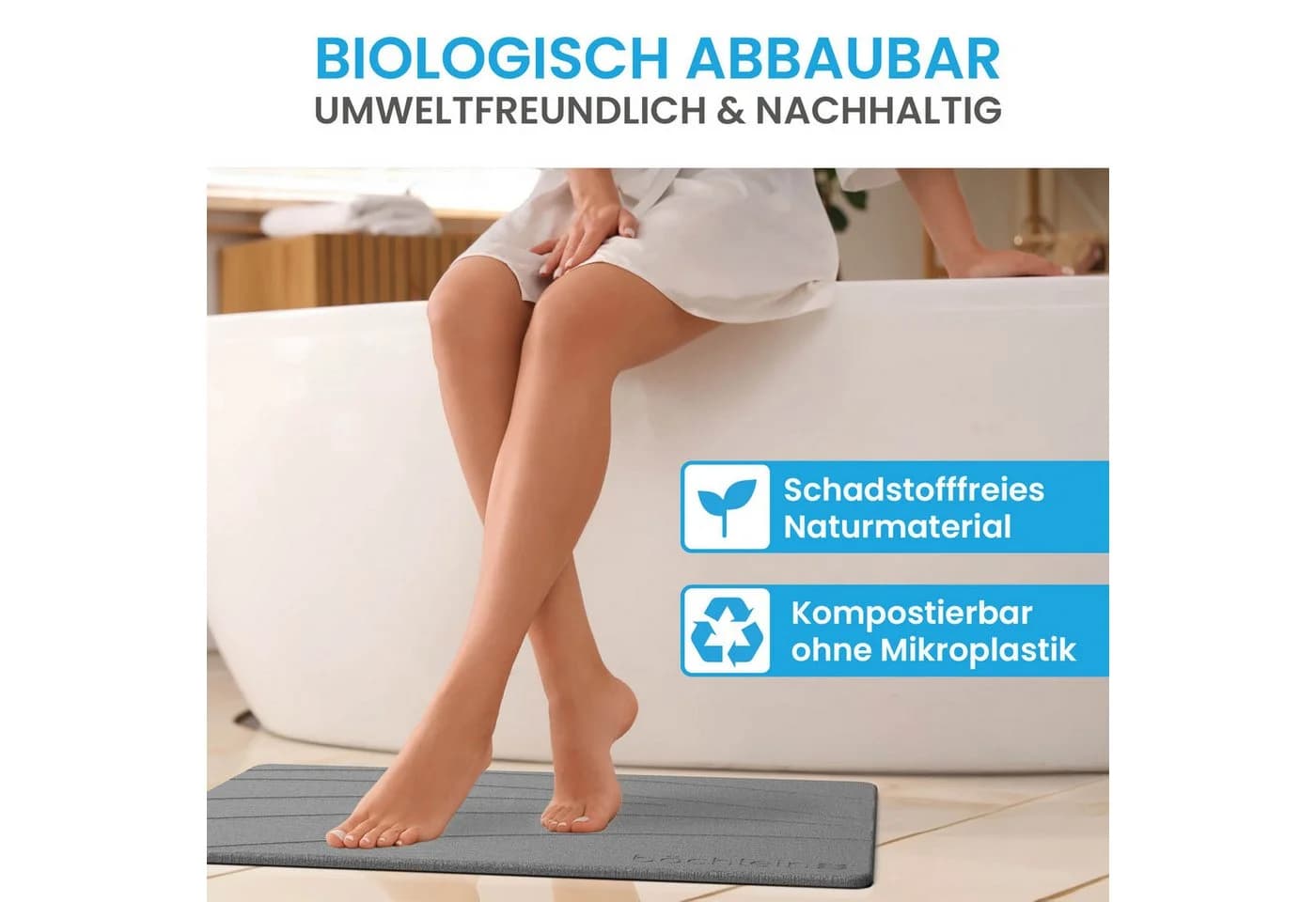 Bächlein Badematte Kieselgur Grau Modern Rutschfest - Bild 3