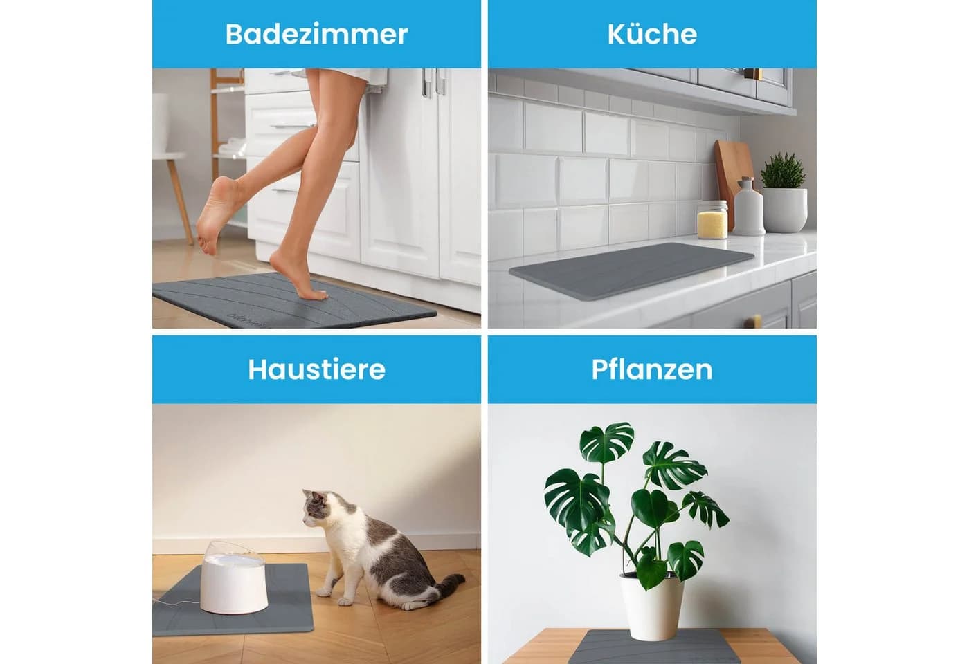 Bächlein Badematte Kieselgur Grau Modern Rutschfest - Bild 5