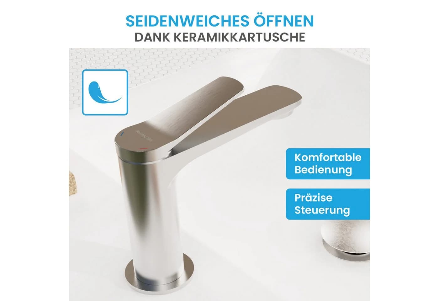 Bächlein Badarmatur Aldeya Hoch Edelstahl gebürstet - Bild 4