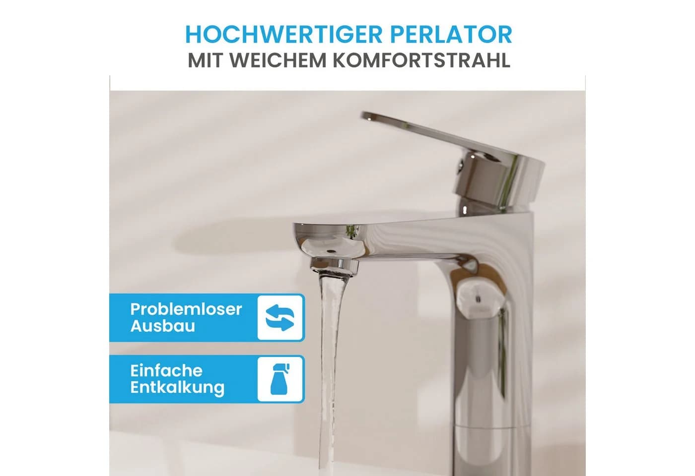 Bächlein Badarmatur Keila Hoch Chrom Aufsatzwaschbecken