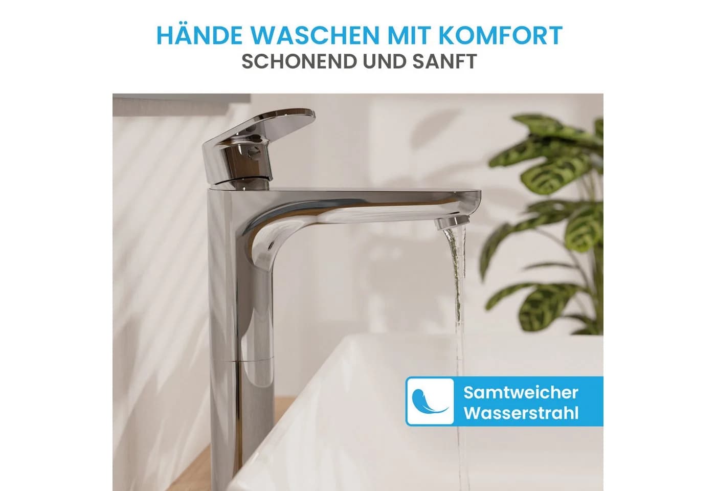 Bächlein Badarmatur Keila Hoch Chrom Aufsatzwaschbecken - Bild 4