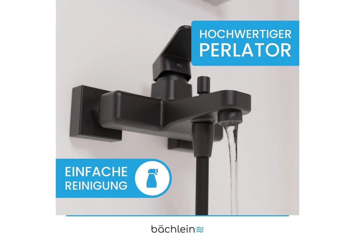 Bächlein Badewannenarmatur Junias Mischbatterie Chrom oder Schwarz