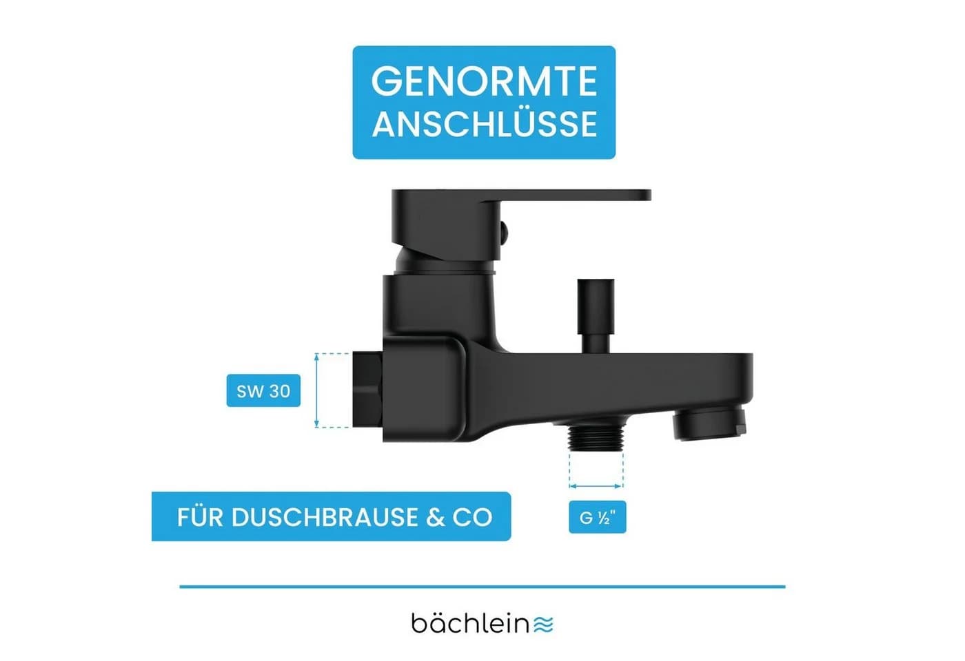 Bächlein Badewannenarmatur Junias Mischbatterie Chrom oder Schwarz - Bild 4
