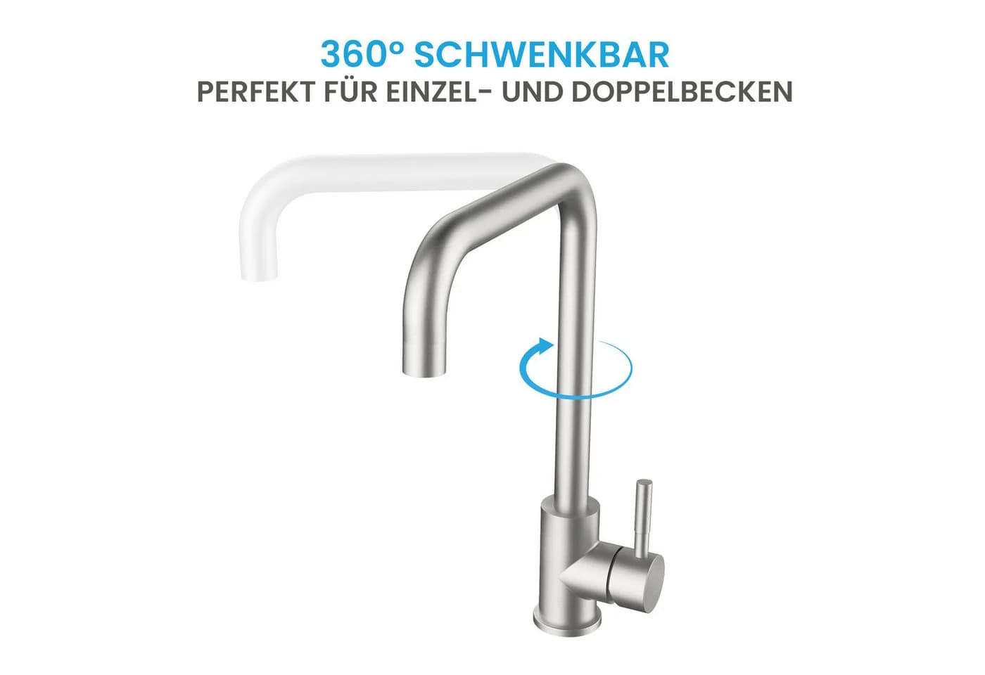 Bächlein Spültischarmatur Plivo Edelstahl Gebürstet 360° Auslauf - Bild 4