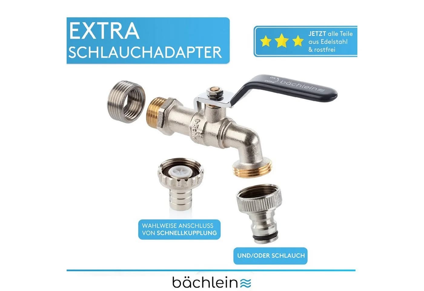 Bächlein Absperrventil Wasserhahn Garten Anthrazit mit Adapter - Bild 3