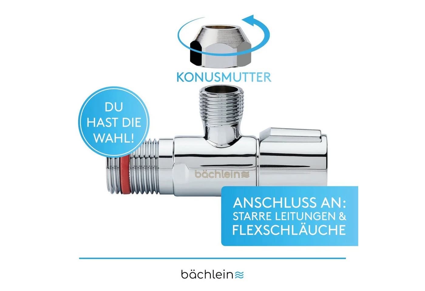 Bächlein Eckventil 2er-Set Schnellverschluss Verchromt - Bild 4