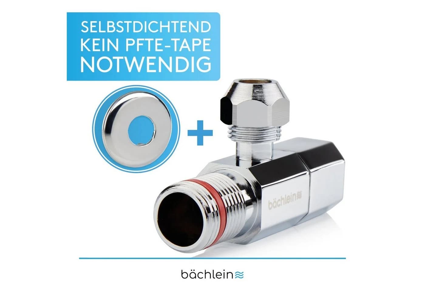 Bächlein Eckventil 2er-Set Schnellverschluss Messing Chrom Schwarz/Silber - Bild 3
