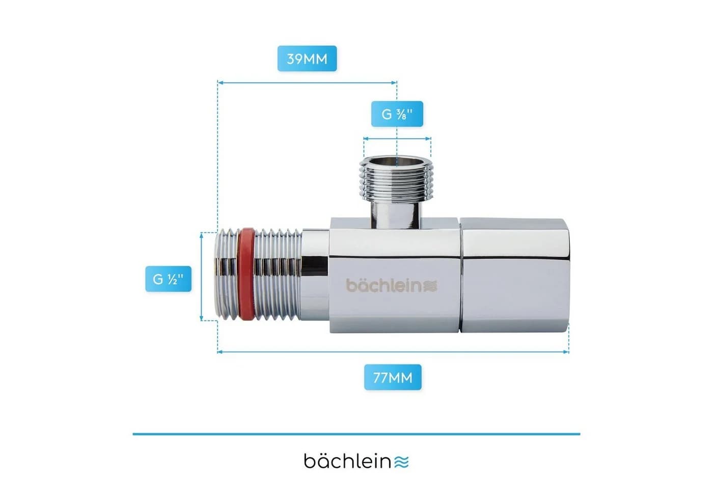 Bächlein Eckventil 2er-Set Schnellverschluss Messing Chrom Schwarz/Silber - Bild 5