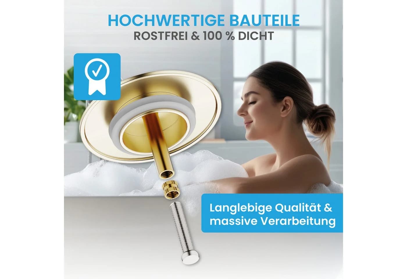 Bächlein Badewannenstöpsel Gold Excenterverschluss Ablaufgarnitur