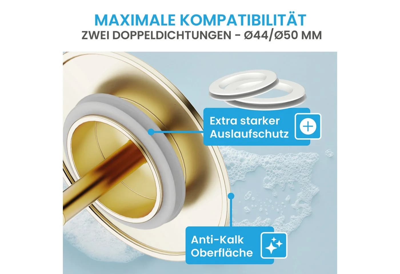 Bächlein Badewannenstöpsel Gold Excenterverschluss Ablaufgarnitur - Bild 3
