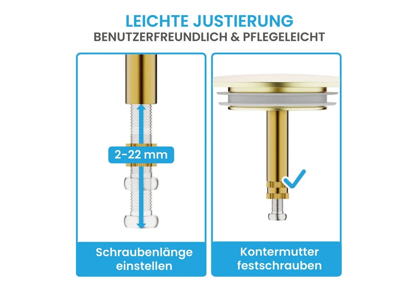 Bächlein Badewannenstöpsel Gold Excenterverschluss Ablaufgarnitur - Bild 4