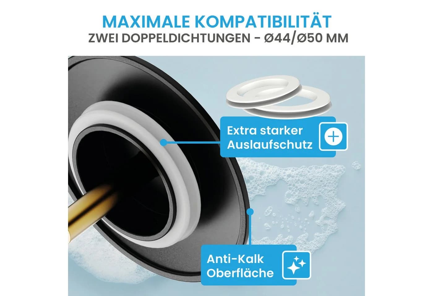 Bächlein Badewannenstöpsel Schwarz-matt Messing Excenterverschluss - Bild 3