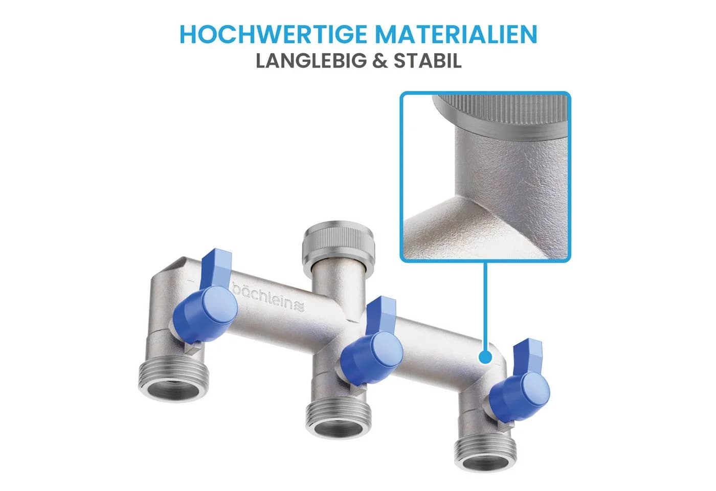 Bächlein 3-Wege Y-Verteiler mit Absperrhähnen G 3/4" Messing - Bild 5