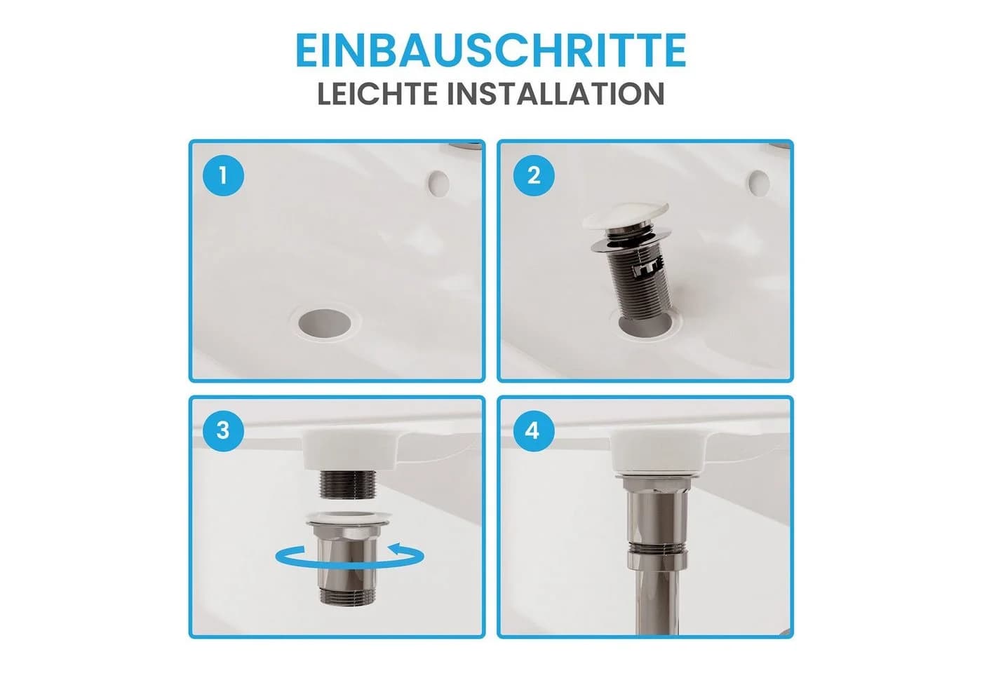 Bächlein Ablaufgarnitur Waschbeckenabfluss Pop-Up Keramik Click-Clack Funktion - Bild 4