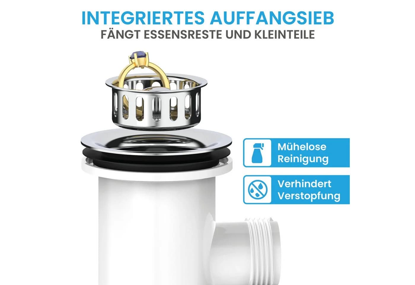 Bächlein Ablaufgarnitur Pop-Up Küche Mini Edelstahl - Bild 5