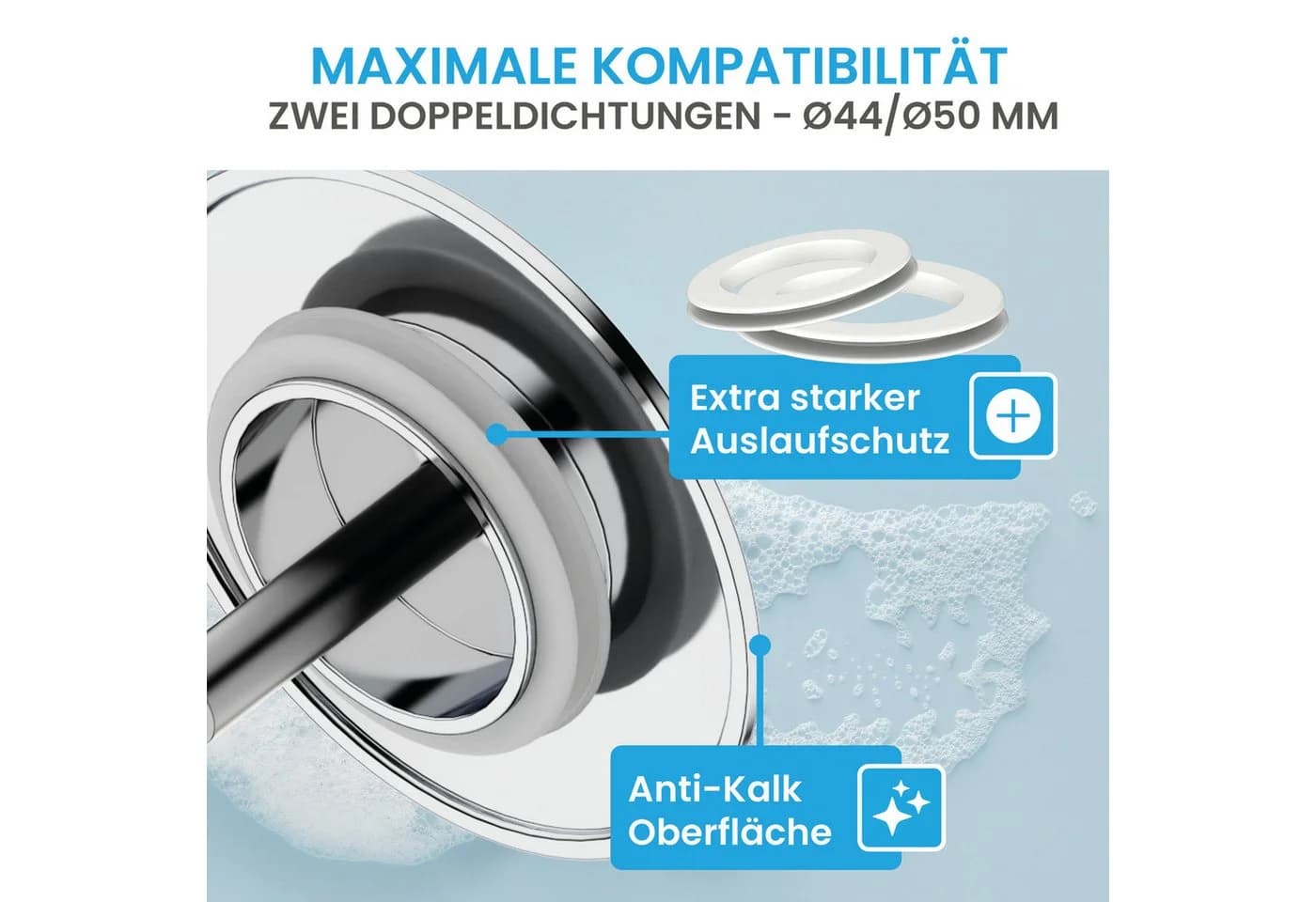 Bächlein Badewannenstöpsel Chrom Excenterverschluss - Bild 3