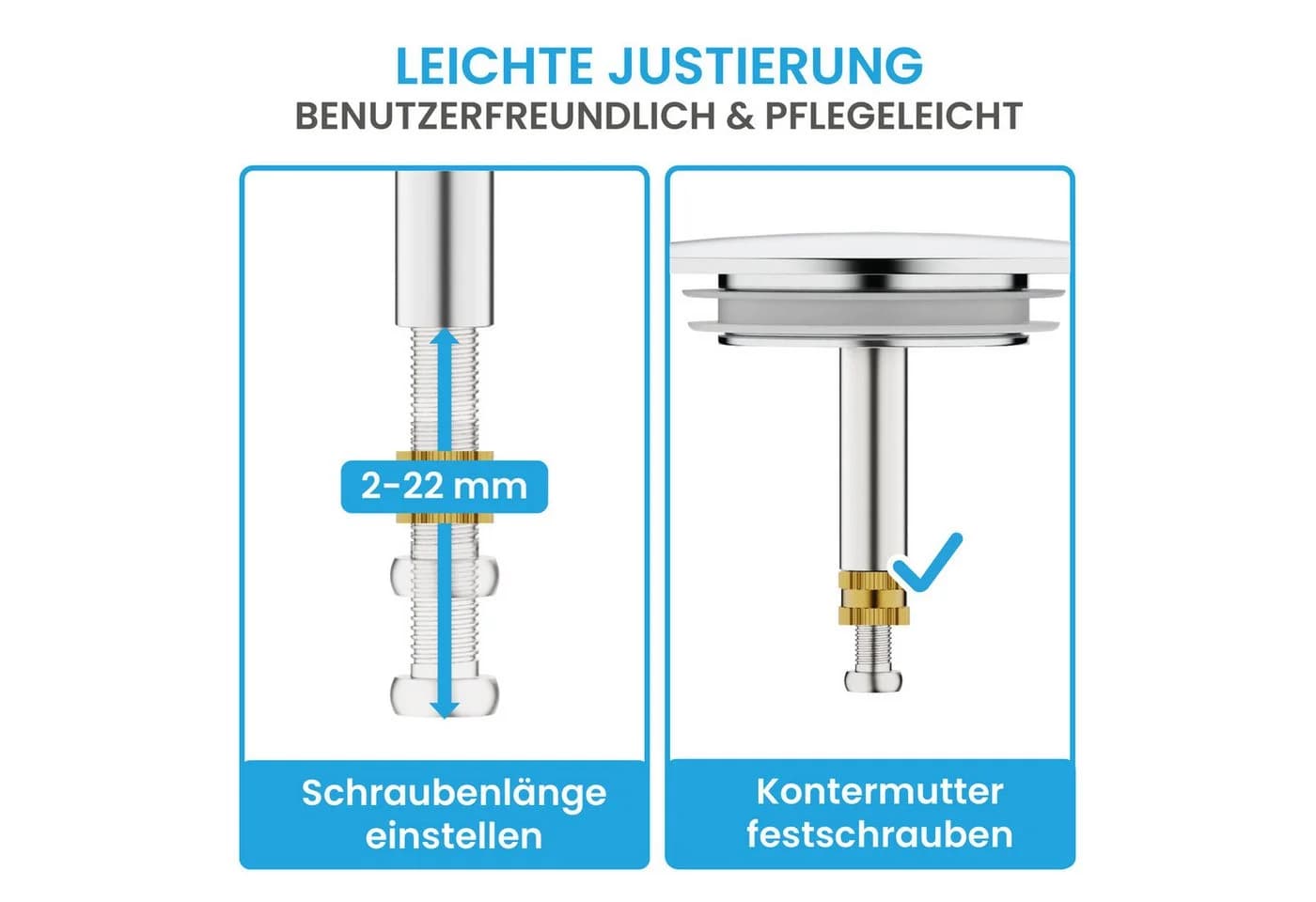 Bächlein Badewannenstöpsel Chrom Excenterverschluss - Bild 4