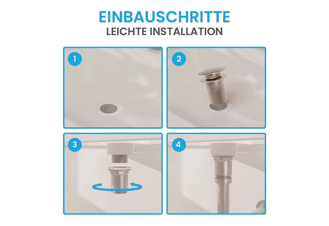Bächlein Ablaufgarnitur Waschbeckenabfluss Pop-Up Click-Clack Funktion - Bild 4