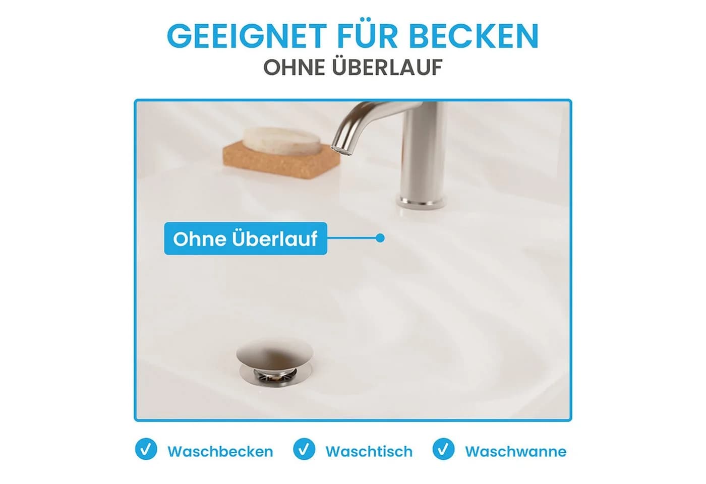 Bächlein Ablaufgarnitur Waschbeckenabfluss Pop-Up Click-Clack Funktion - Bild 5