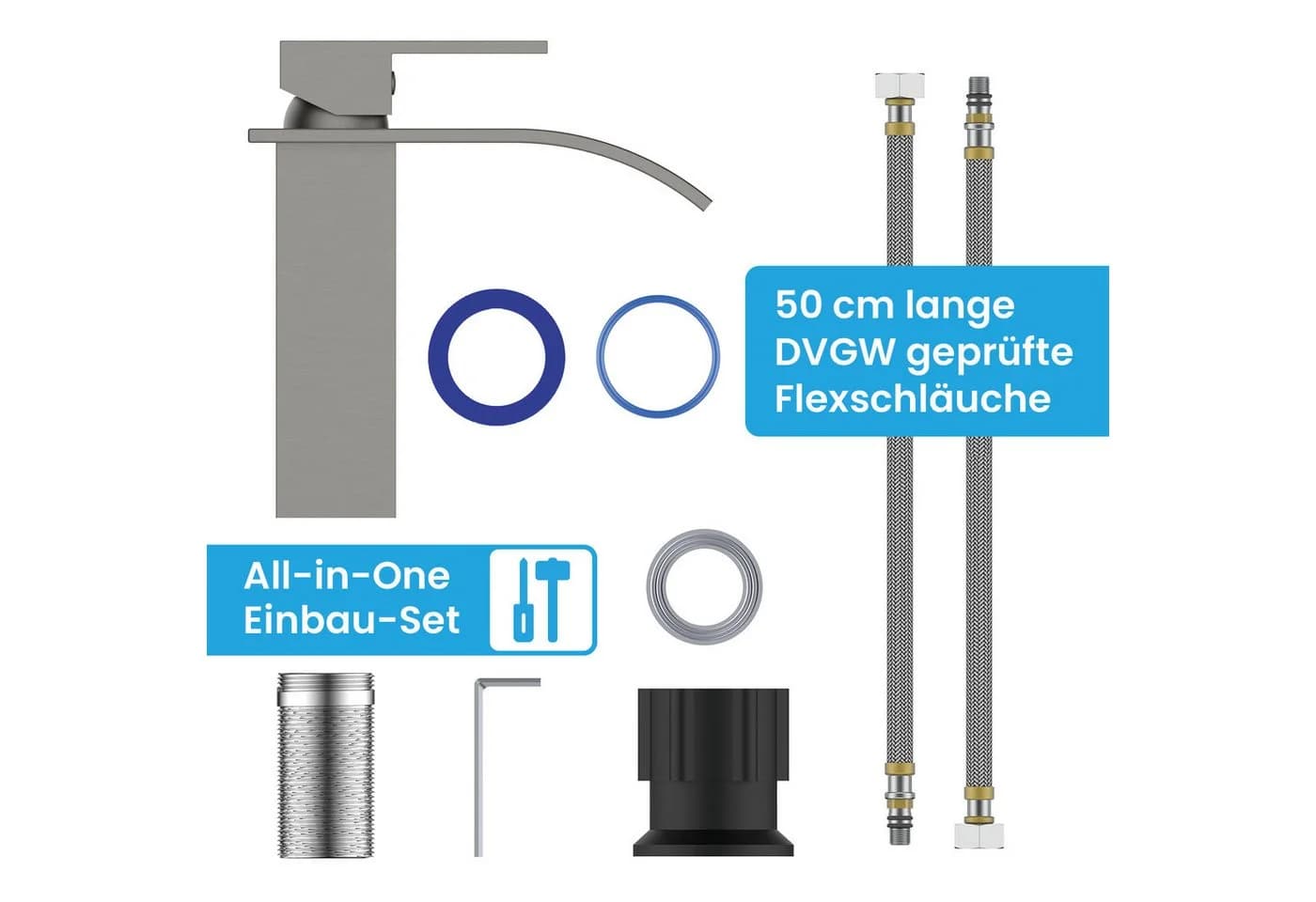Bächlein Badarmatur Tamina Edelstahl gebürstet Wasserfalloptik - Bild 5