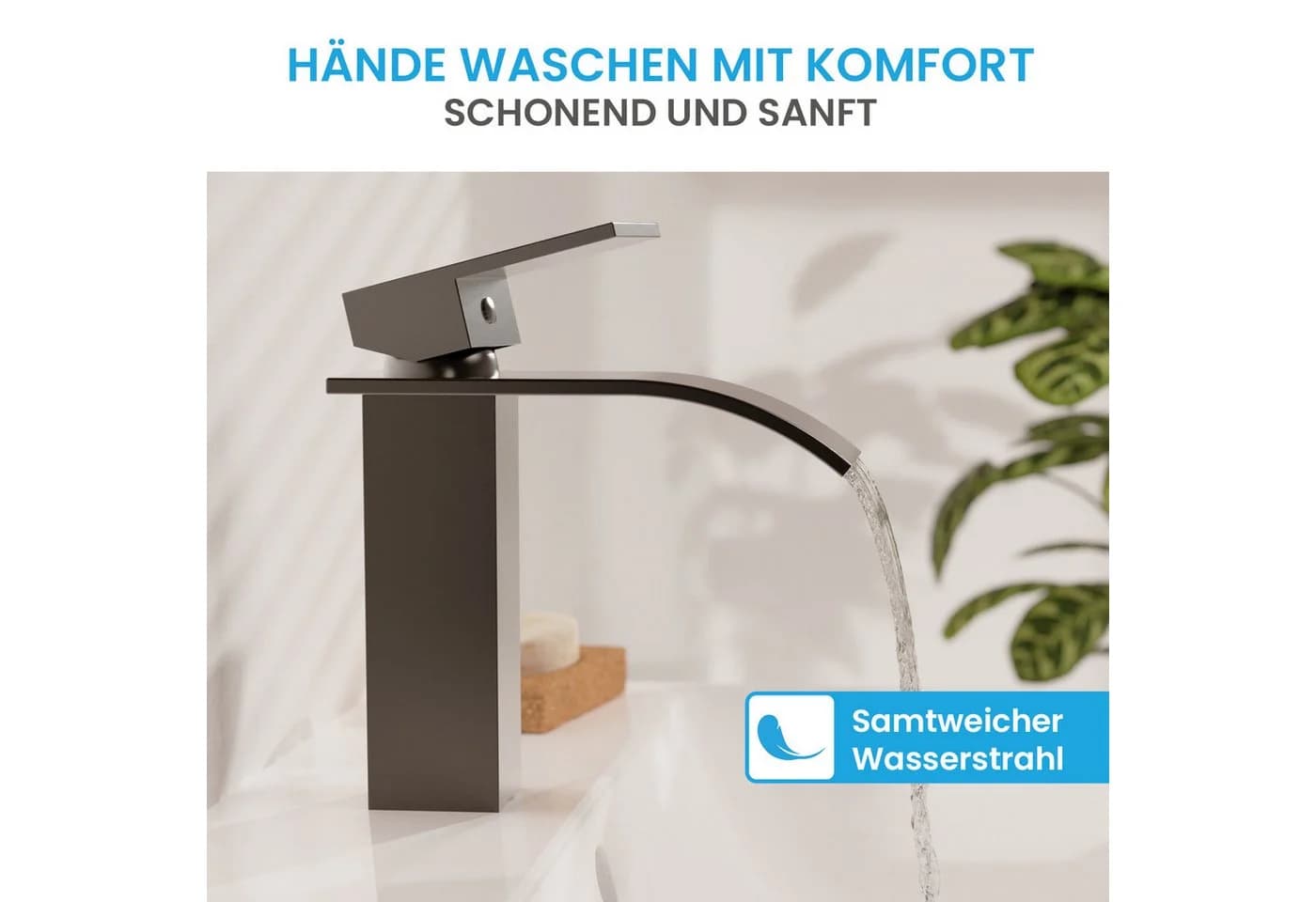 Bächlein Badarmatur Tamina Anthrazit Wasserfalloptik Einhebelmischer - Bild 4