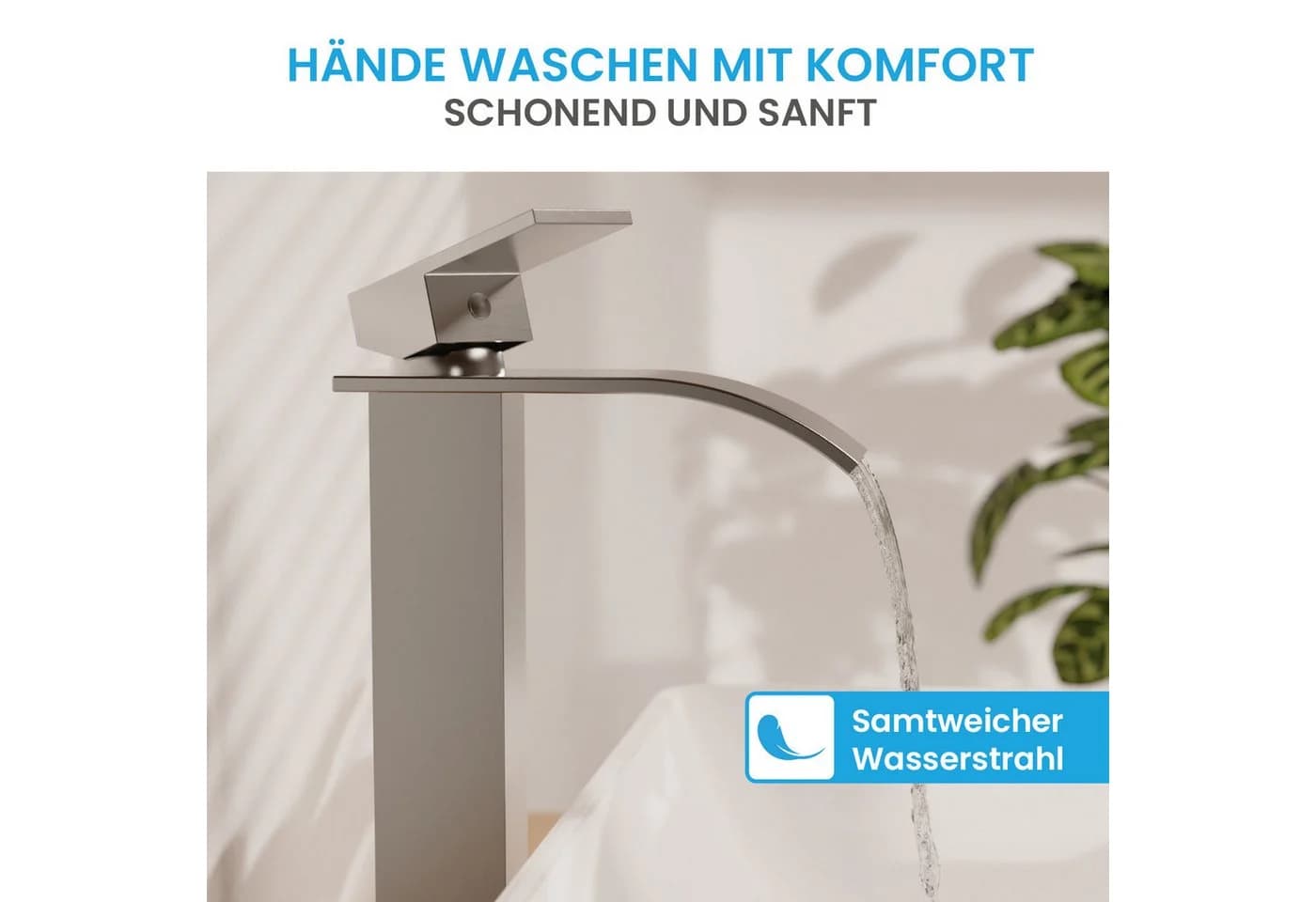 Bächlein Badarmatur Tamina Wasserfall Hoch Silber - Bild 4