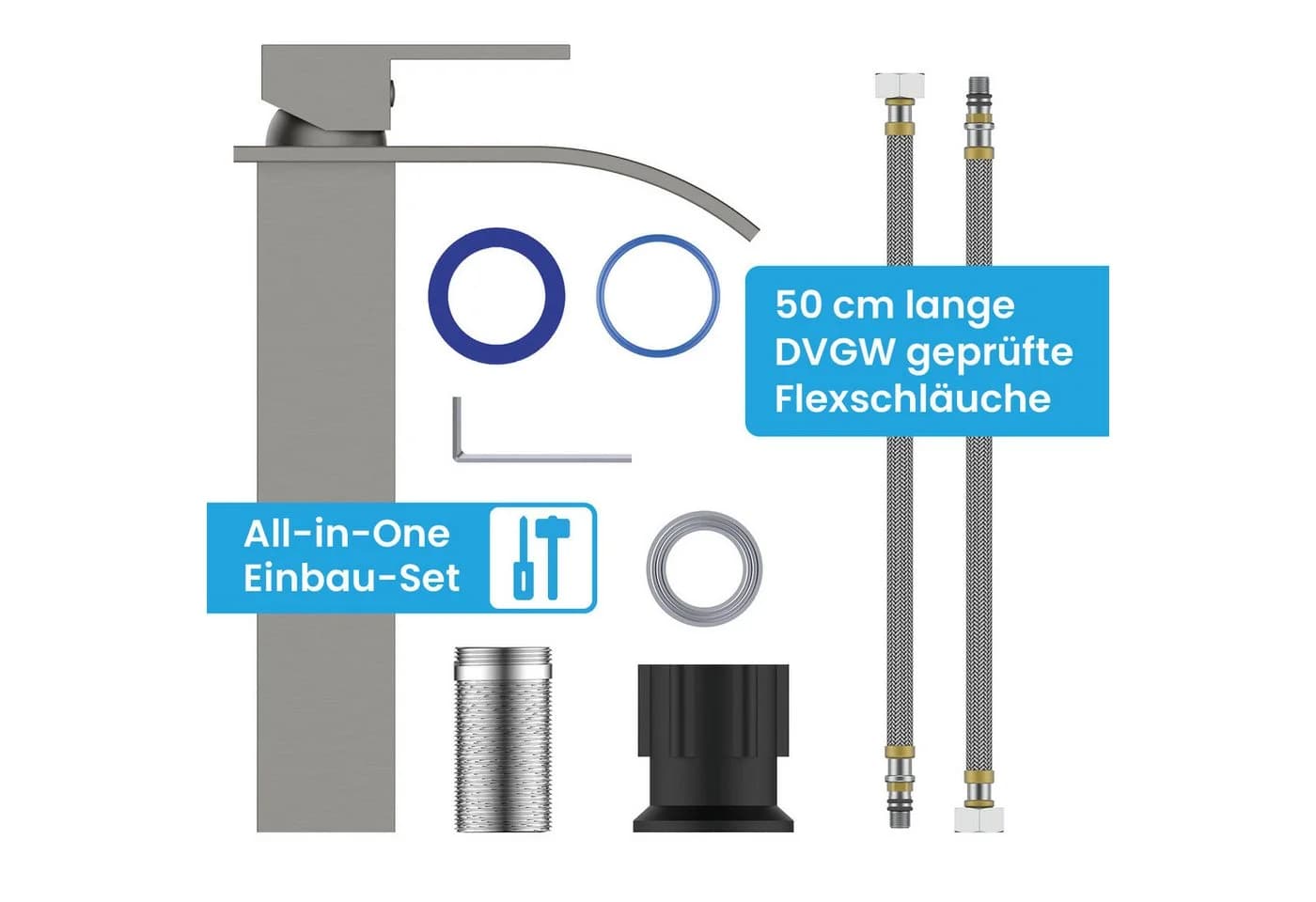 Bächlein Badarmatur Tamina Wasserfall Hoch Silber - Bild 5