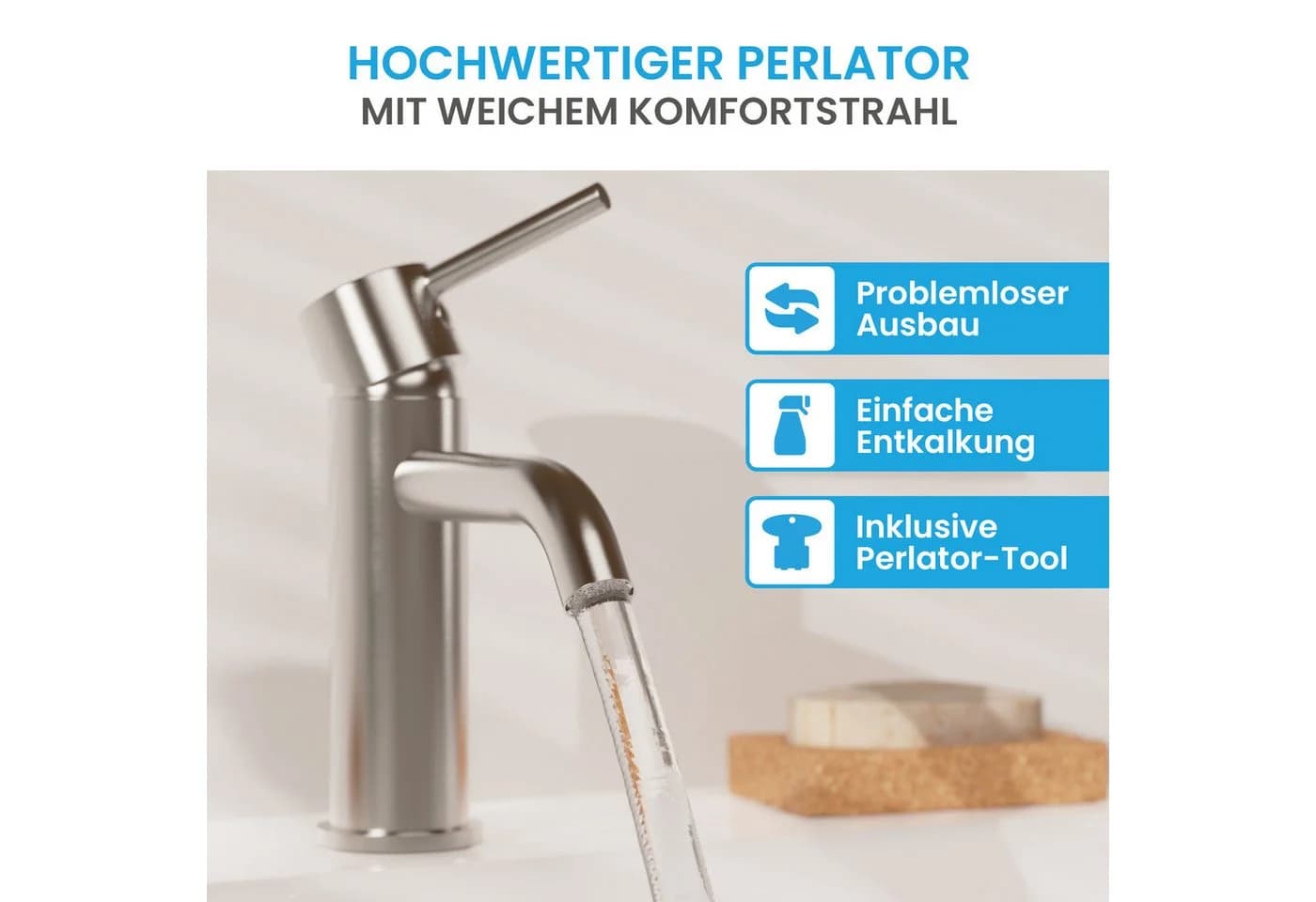 Bächlein Badarmatur Susara Einhebel-Wasserhahn Silber Modern