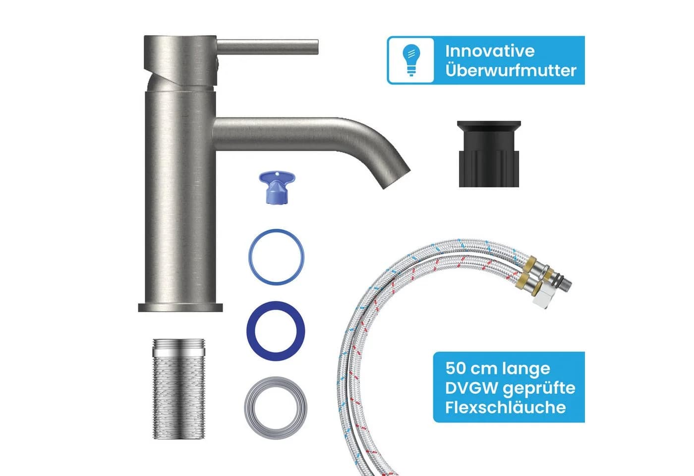 Bächlein Badarmatur Susara Einhebel-Wasserhahn Silber Modern - Bild 5