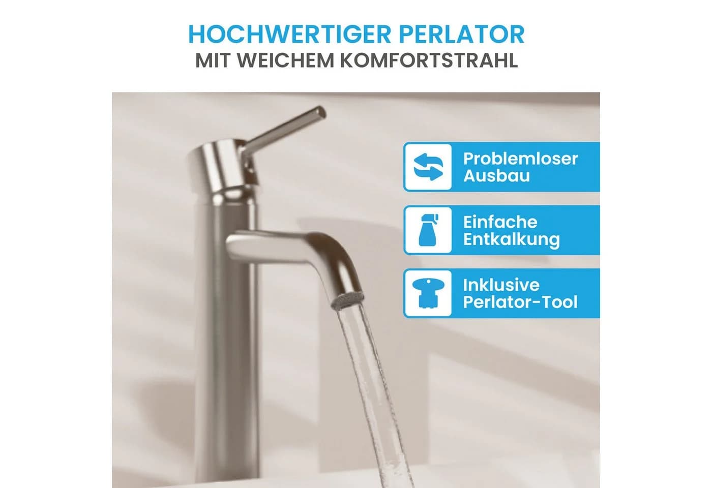 Bächlein Susara Badarmatur Wasserhahn Edelstahl Modern