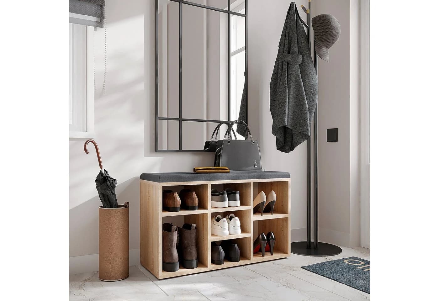 KOMTO Schuhbank Sofia 80x50x30 cm Sonoma Eiche - Bild 3
