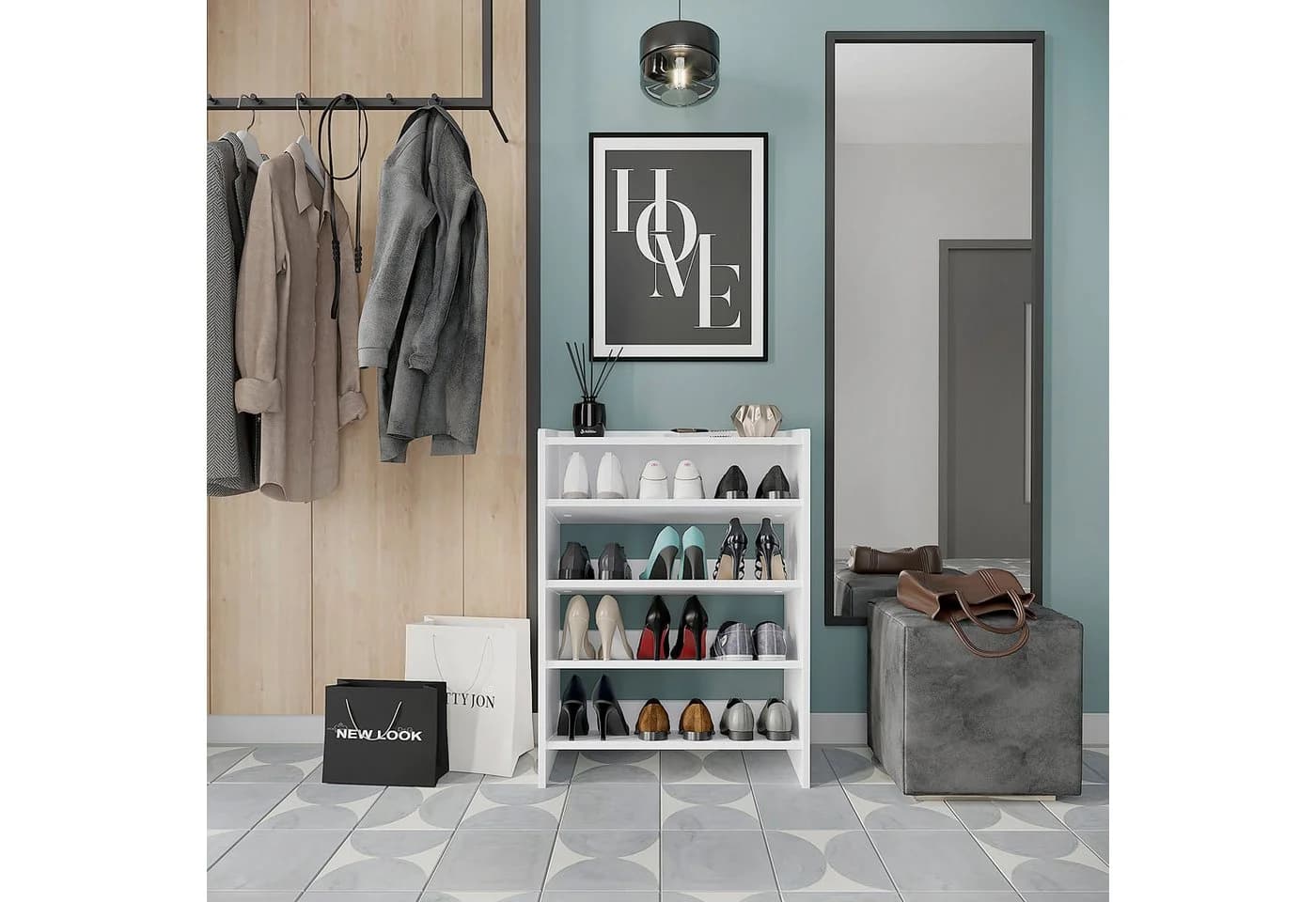 KOMTO Schuhregal Elexis 4 Schmal Weiß Offener Schuhschrank - Bild 3