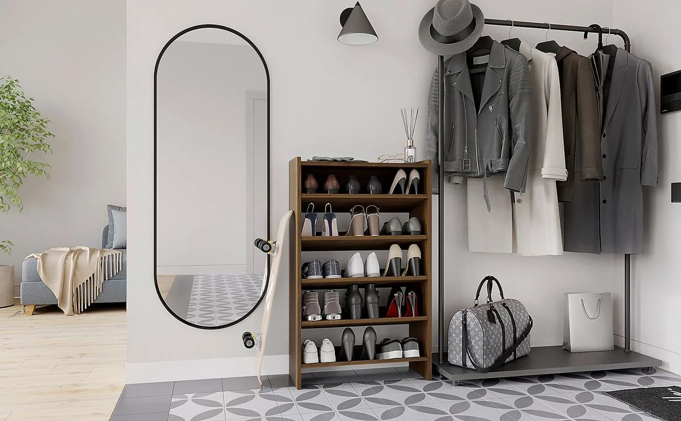 KOMTO Schuhregal Elexis 5 Schmal Braun 5 Ebenen