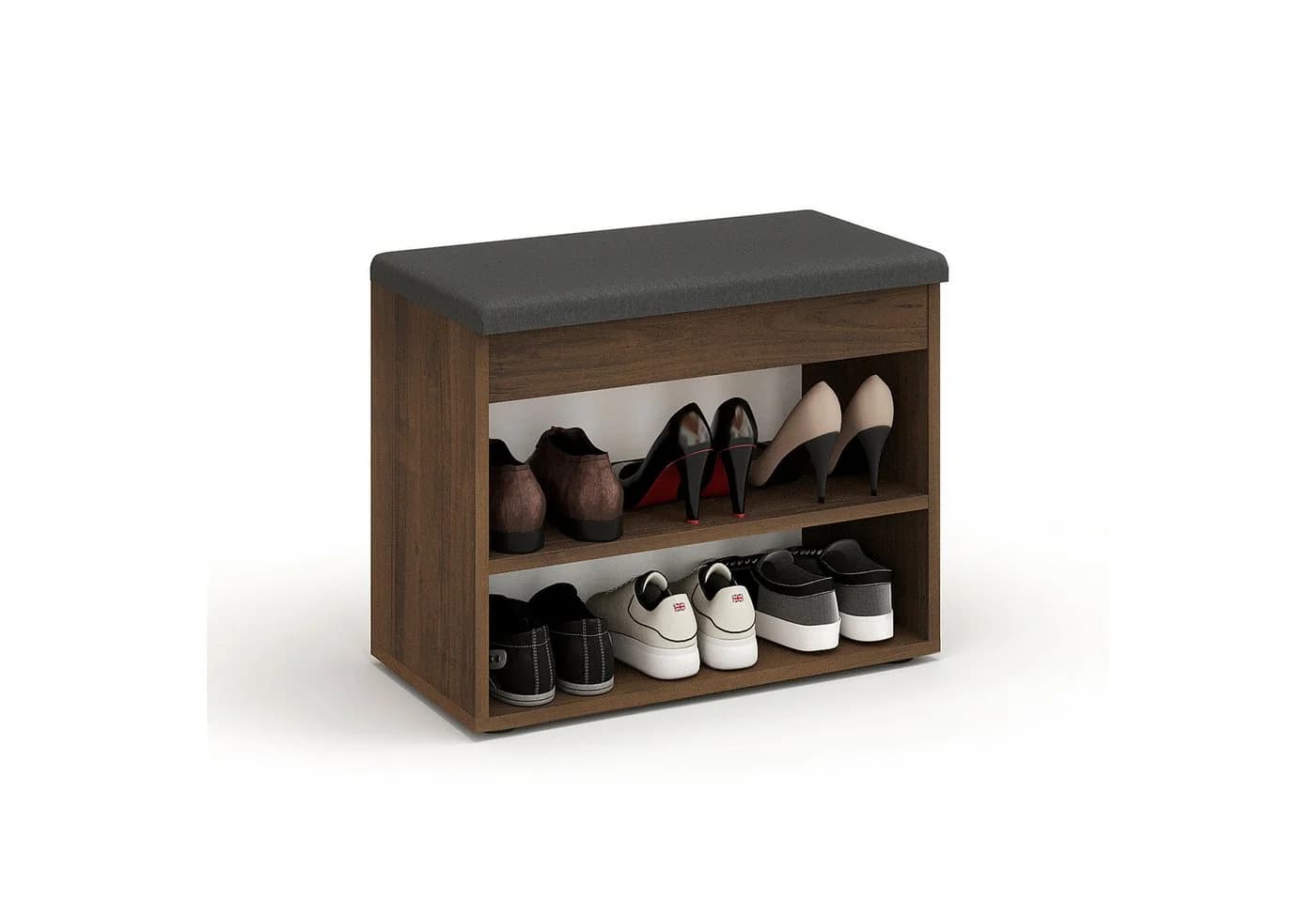 KOMTO Schuhregal Sofia Weiß mit Sitzbank und Staufach - Bild 5