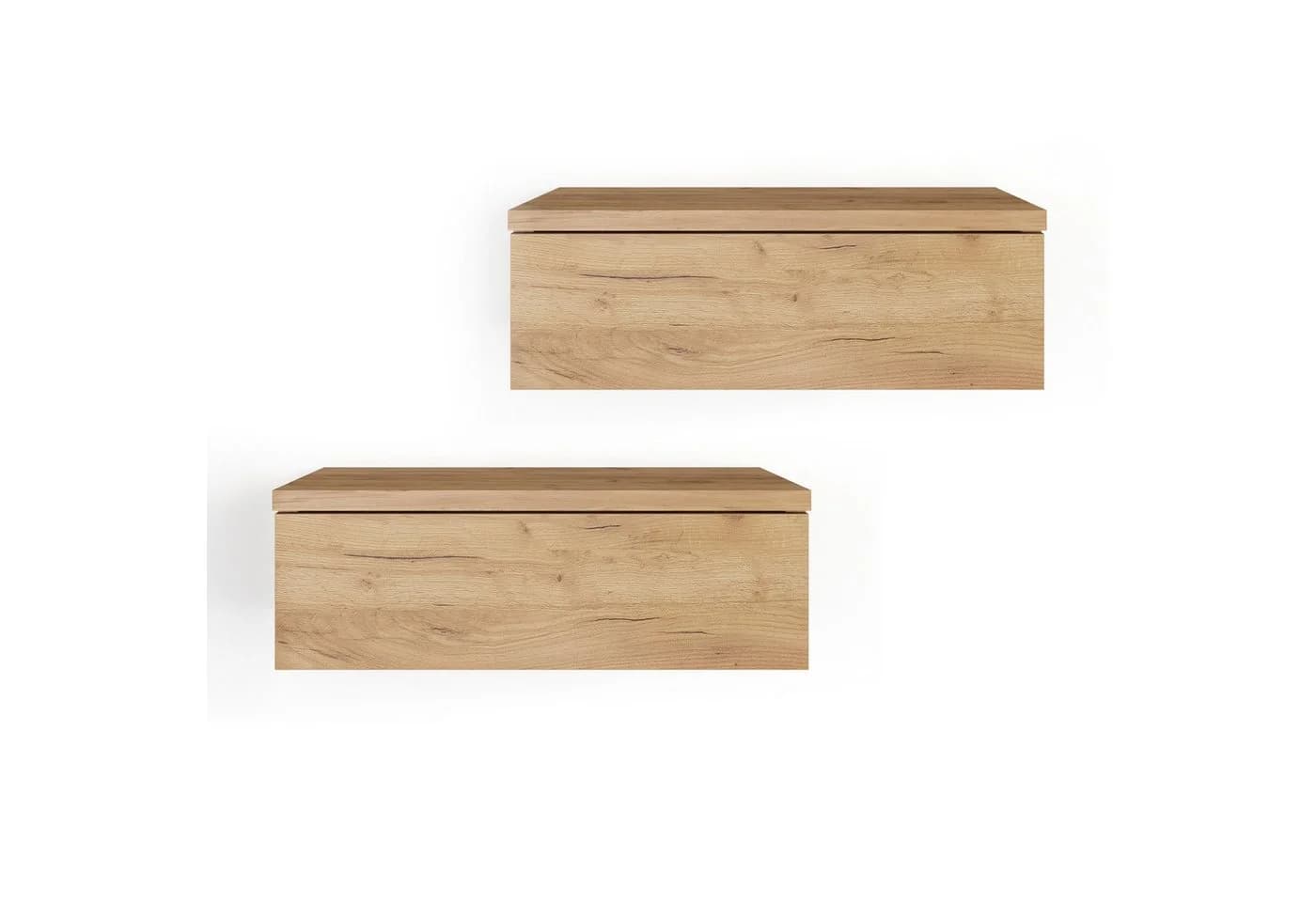 KOMTO Monaco Wandregal mit Schublade 2er Set Braun - Bild 2