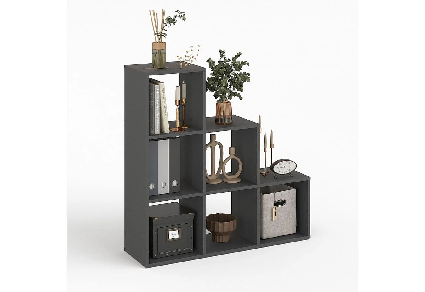 KOMTO Bücherregal Vexo Treppenregal Anthrazit 6 Fächer - Bild 2