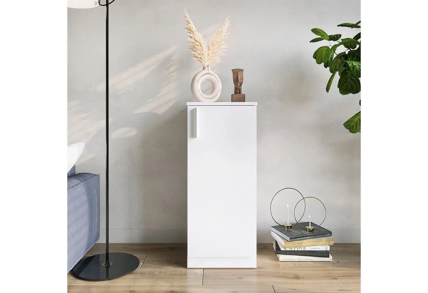 KOMTO Nachttisch Beistellschrank Schmal CABI 35 Weiß
