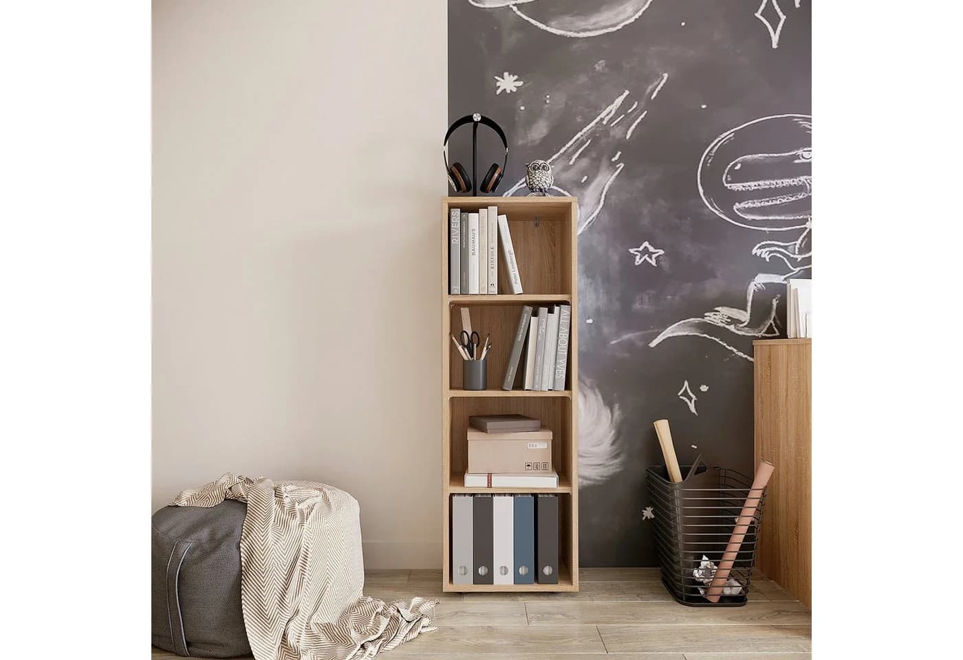 KOMTO Bücherregal Lumo 40 cm Weiß Standregal mit 3-6 Ebenen
