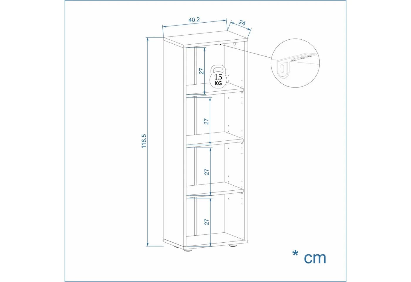 KOMTO Bücherregal Lumo 40 cm Weiß Standregal mit 3-6 Ebenen - Bild 4