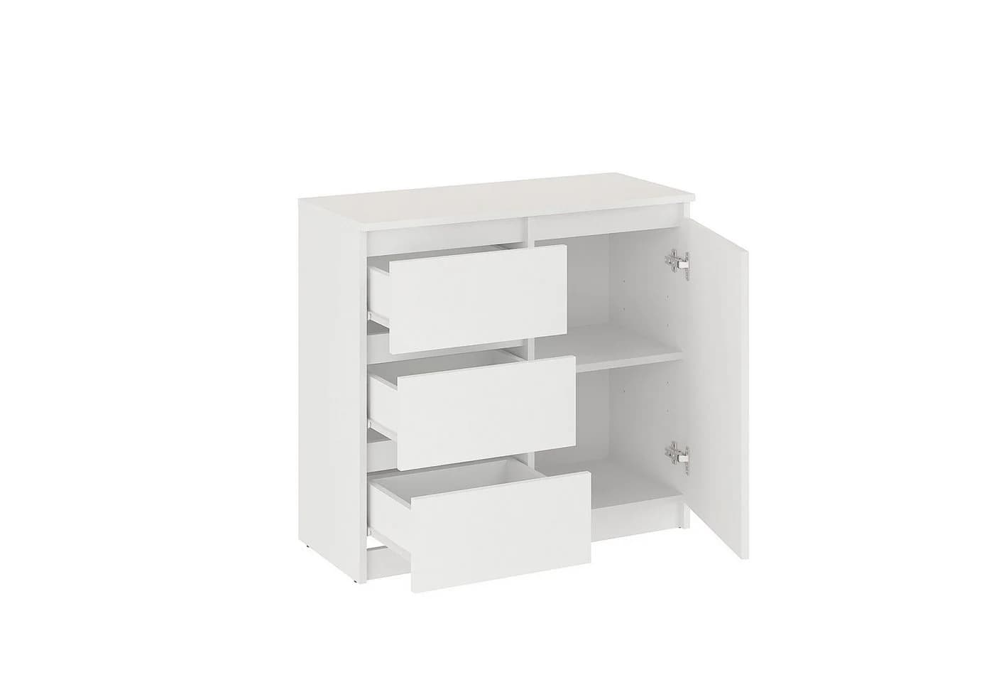 KOMTO Kommode Weiß mit 3 Schubladen und Türen – Sideboard PIKO - Bild 5