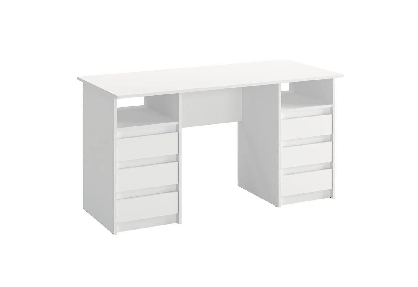KOMTO Schreibtisch Oslo 140 Moderner Bürotisch mit Schubladen Weiß - Bild 5