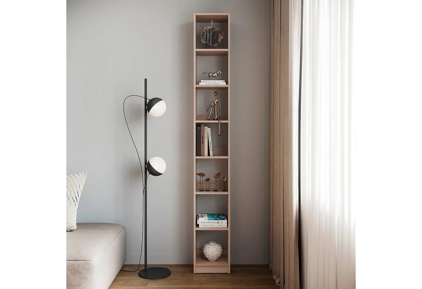 KOMTO Bücherregal LAKO Schmales Regal 20-30 cm Breit mit 3-7 Fächern