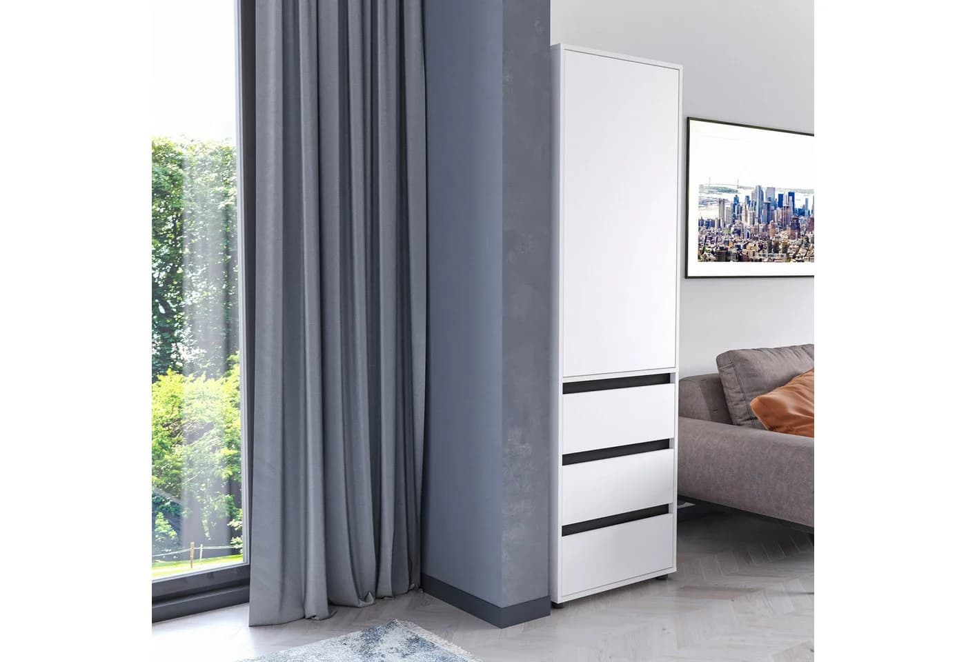 KOMTO Garderobenschrank CUBE Weiß Modern Mit Schubladen - Bild 3