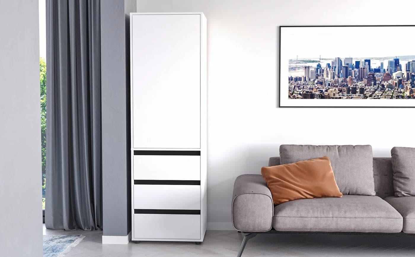 KOMTO Garderobenschrank CUBE Weiß Modern Mit Schubladen - Bild 4