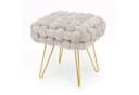 Milord FURNITURE Sitzhocker Samt Geflochten Beige Gold Bild 2