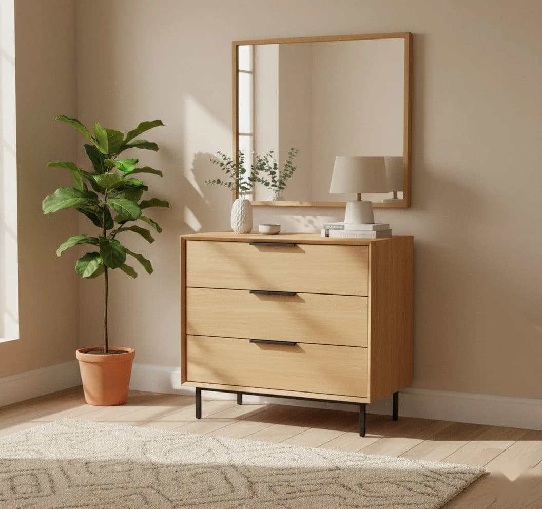 Woodek Design Kommode BERGEN 3 Schubladen Eiche massiv matt