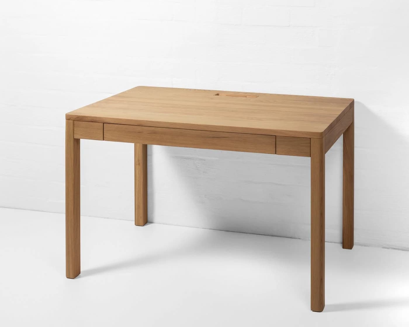 Woodek Design Schreibtisch FRANZ Massiv Eiche Beige Soft-Close