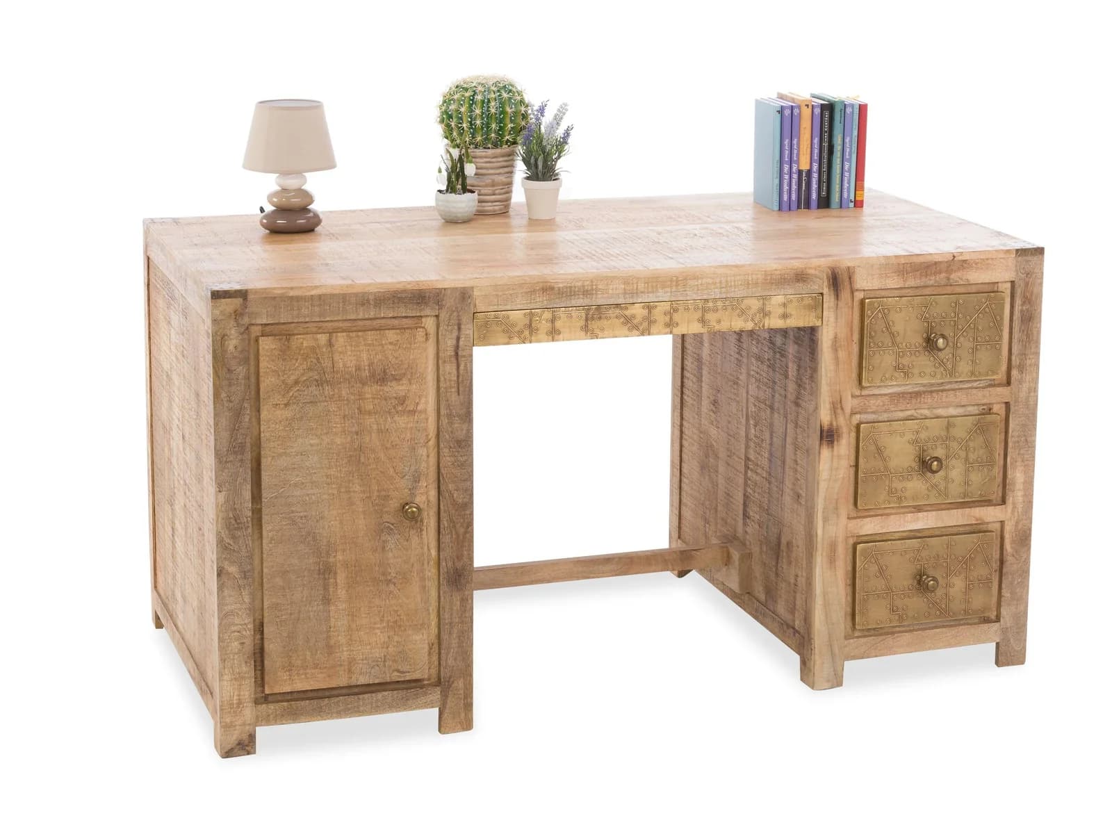 Vito Schreibtisch Curl Mango Holz Landhausstil mit Schubladen