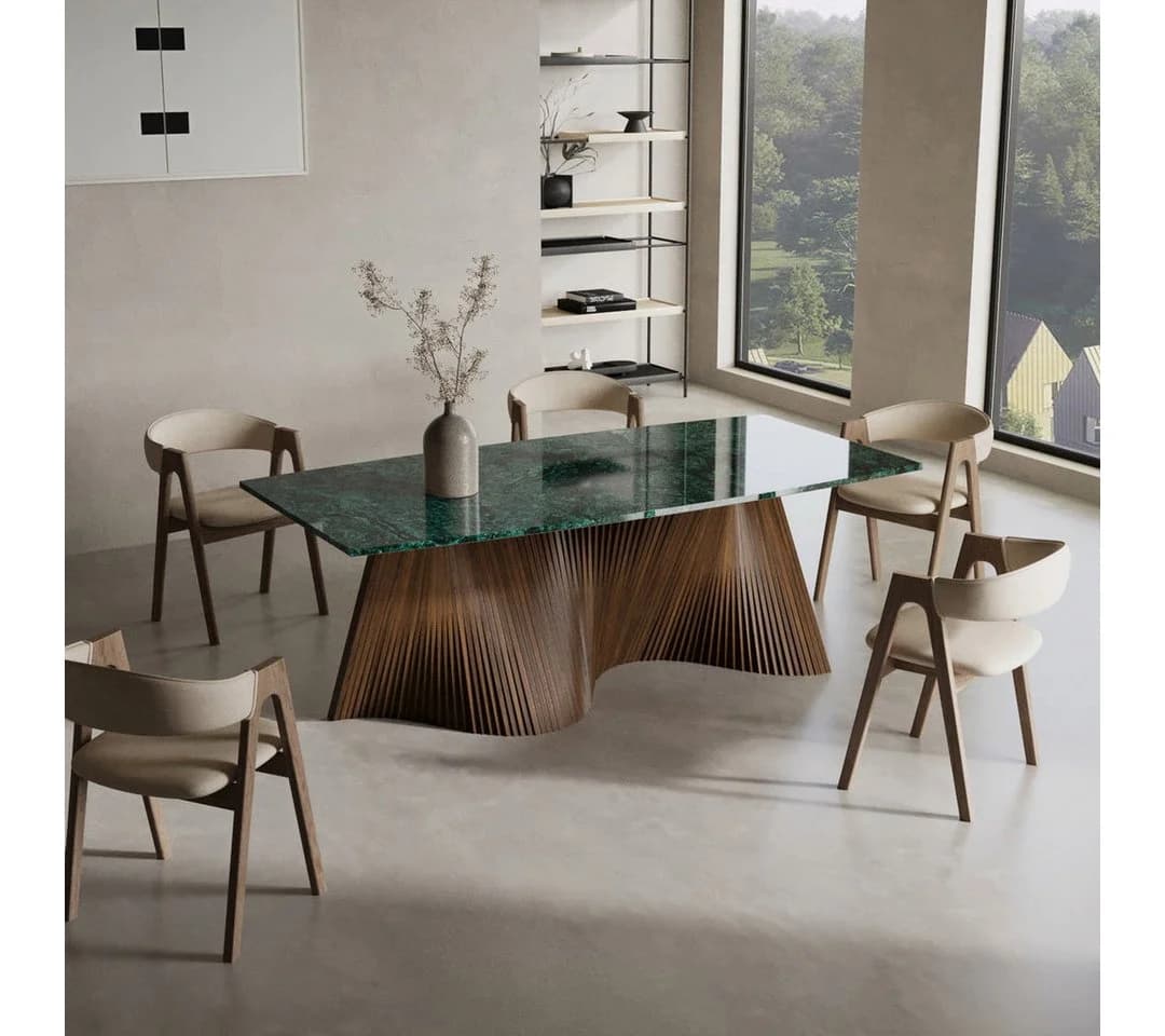 MAGNA Atelier Esstisch Tunis Marmor Crema Marfil Holzgestell - Bild 3
