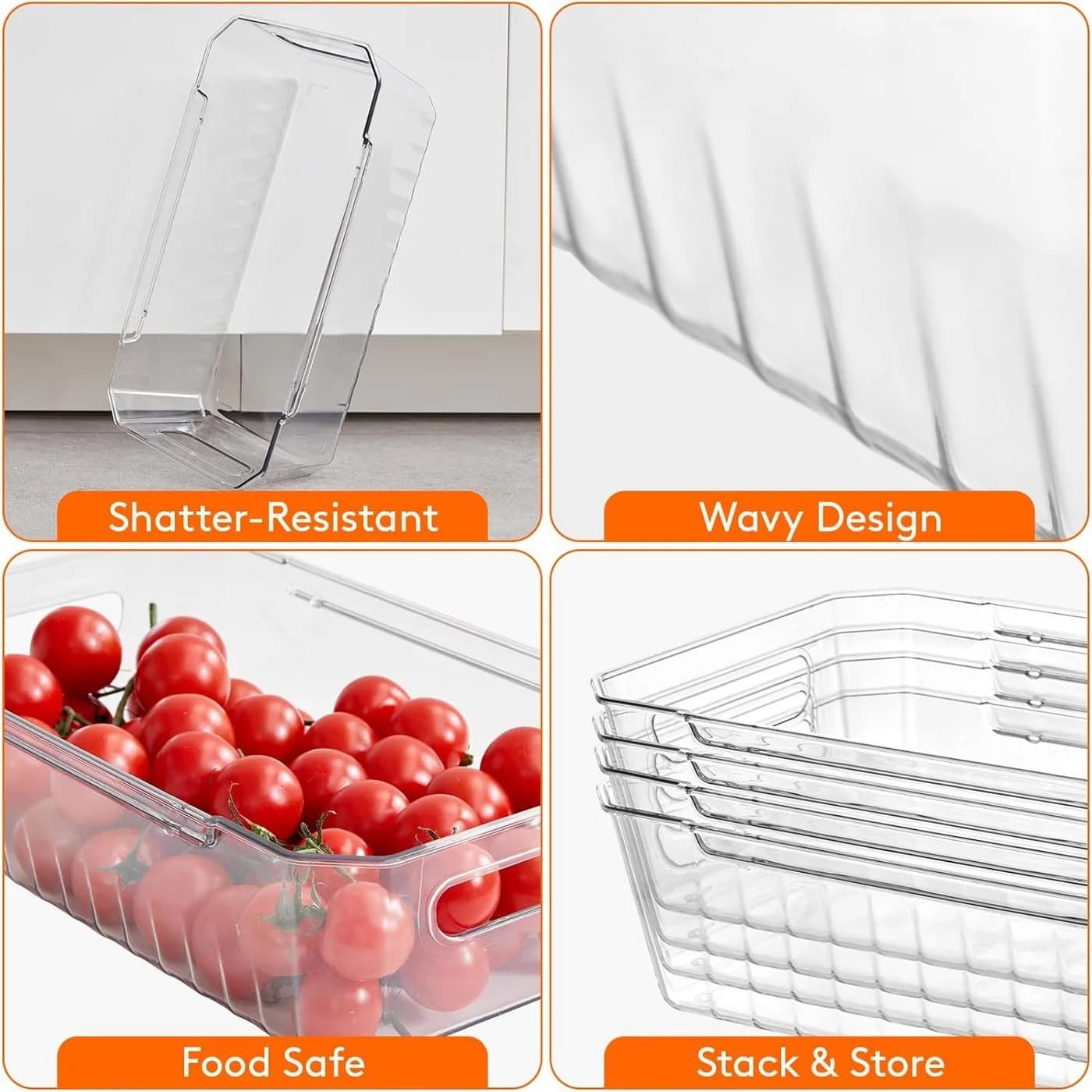 Lifewit Kühlschrank Organizer Set 4-teilig Transparent Stapelbar - Bild 3